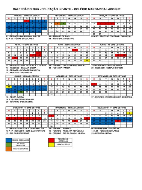 Calendário Escolar 2025 Educação Infantil - Calendário Escolar 2025 - Educação Infantil | PDF
