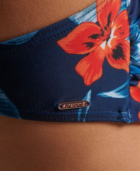Womens Vintage Twist Bandeau Bikini Top In Indo Leaf Blue Superdry Uk