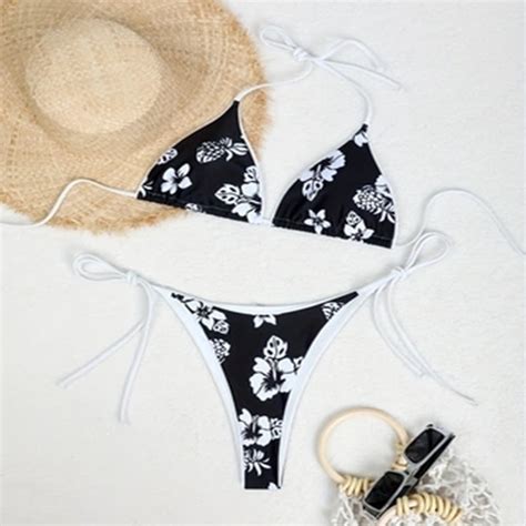 Hhh New Print Triangle Cup Sexy Beach Bikini Three Point Split Swimsuit Walmart