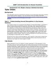 Tyler Owen Assignment Docx Aant Introduction To Human Evolution