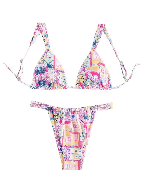 Amazon Women S High Waisted Bikini Set Floral Print Spaghetti Strap Smocked Wireless