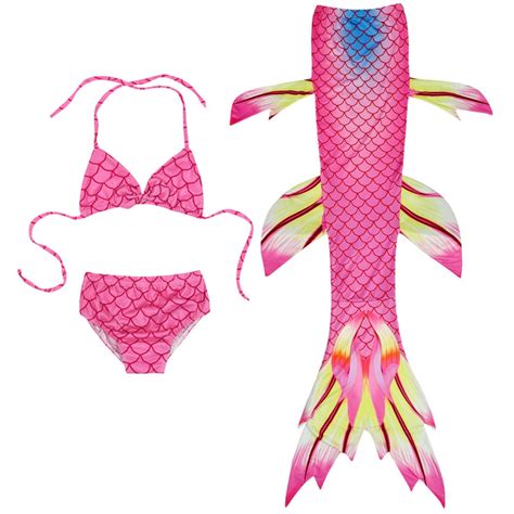 WOYY Big Girls Swimsuit Bikini Set With Tail Scale Print Piece Beach