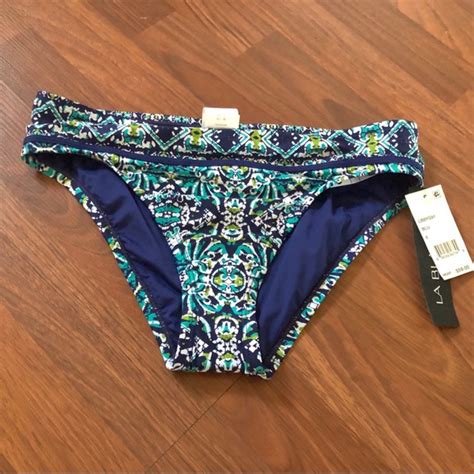 La Blanca Swim La Blanca Blue Print Bikini Swimsuit Bottom Size
