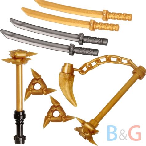 Details About Lego Ninjago Zane Zx Set 5 Weapons Katana Shuriken Hammer Wiggly Chains