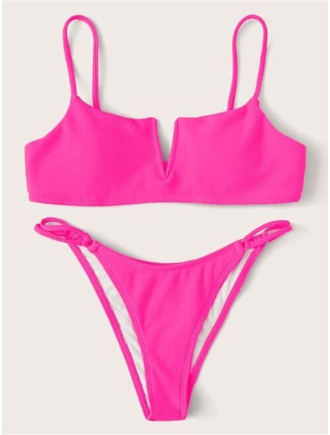 Buy Rib V Wired Ring Linked Bikini Swimsuit Online Topofstyle