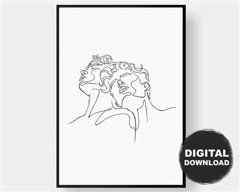 Call Me By Your Name Line Art Gay Couple Print Minimal Line Drawing Wall Poster Pride LGBT