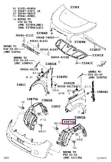 53876B4030 Toyota Liner front fender lh 53876 B4030 купить цена