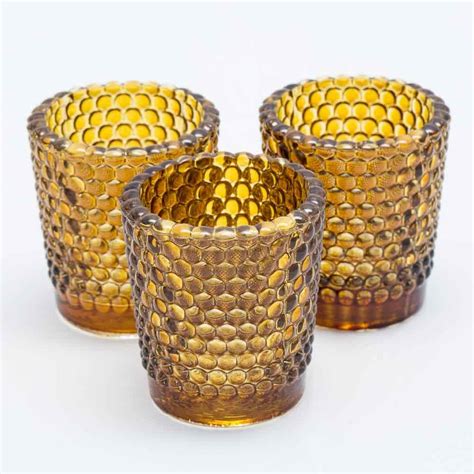 Richland Votive Holder Hobnail Amber Set Of 72 Quick Candles