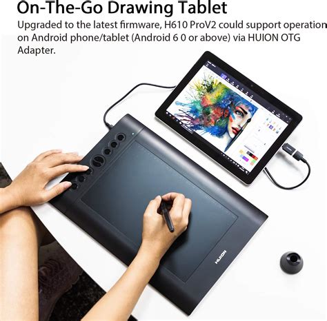 Buy HUION Insiprpy H610 Pro V2 Android Support Graphics Drawing Tablet ...