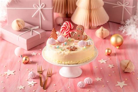 Sweet Christmas Cake As A Sweet Dessert For Xmas Stock Illustration