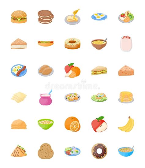 Sistema De Iconos Planos Del Vector Del Desayuno Stock De Ilustraci N