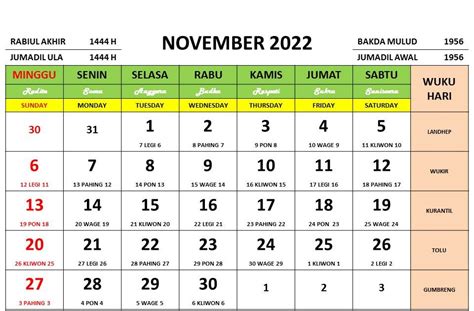 Kalender Bulan November 2022 Dan Hari Peringatannya Enkosa