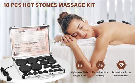 Amazon SLIMSTY Hot Stones Massage Set 18 Pcs Basalt Hot Stones With Heater Kit Massage