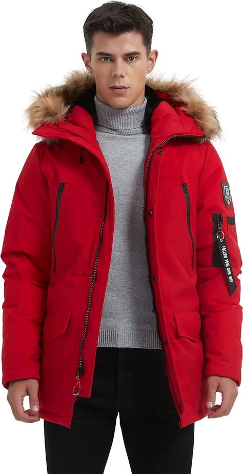 Molemsx Mens Warm Winter Duck Down Parka Jacket Thickened Warm Hooded