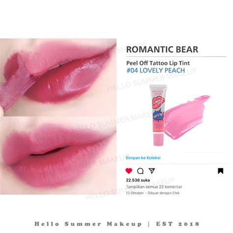 Jual Romantic Bear Wow Peel Off Lip Tint Lip Tattoo Lipstick 15ml Longlasting Tahan Seharian