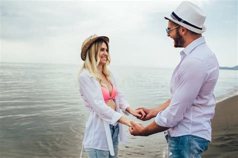 Couple In Love Having Fun Dating On Beach Stock Image Image Of Beauty Couple 143174153