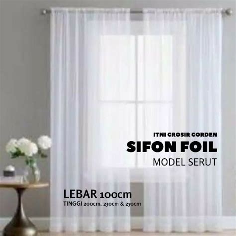 Jual IT NI Gorden Vitrase Sifon Foil Polos Premium L100cm Puring Gorden