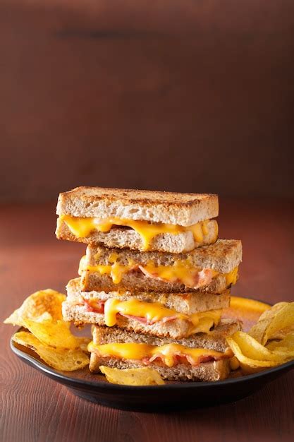 Premium Photo | Grilled cheese and bacon sandwich