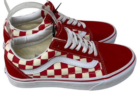 New Vans Old Skool Women S Size 6 Red White Checkerboard Canvas Sneaker Shoes Ebay