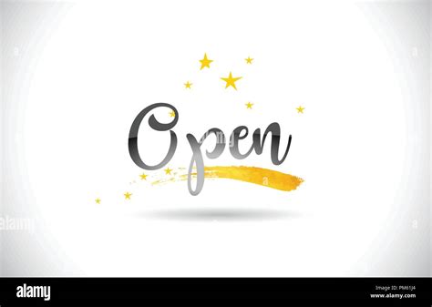 Open Word Text With Golden Stars Trail And Handwritten Curved Font