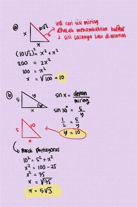 Bantuin Dong Kak Sama Caranya Yang Detail Biar Ngerti Tentang Pythagoras Segitiga Istimewa