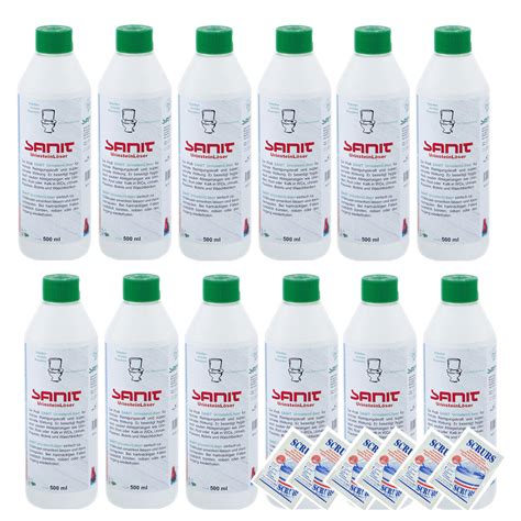 12 x SANIT Urinsteinlöser a 500ml 6 DEWEPRO Scrubs Urinstein Löser