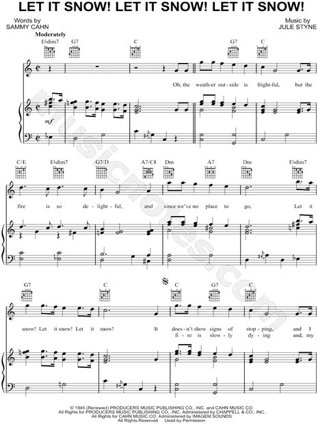 Jule Styne Let It Snow Let It Snow Let It Snow Sheet Music In C Major Transposable