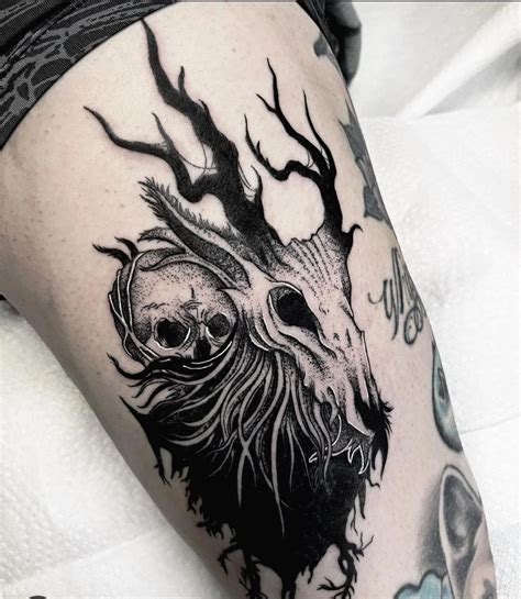 Wendigo Thigh Tattoo A Beautiful And Haunting Design