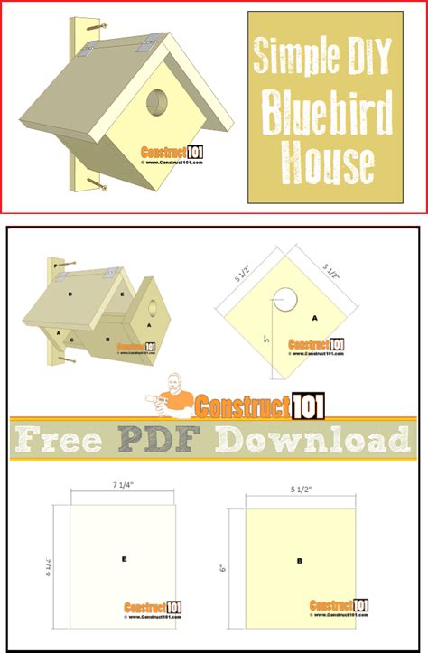Simple Bluebird House - PDF Download - Construct101