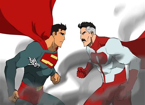 Omni Man Vs Superman From My Adventures With Superman Art By Rymslim