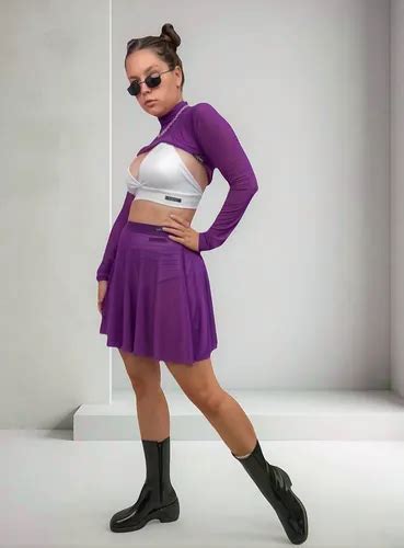 Conjunto Carnaval Mini Cropped Saia Tule Top E Hot Pant Plus Parcelamento Sem Juros