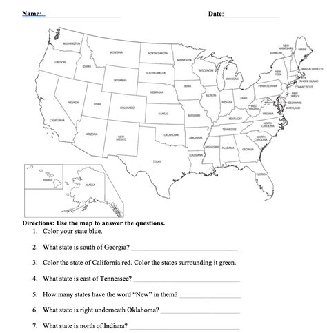 Us Geography Color Name States Worksheet Made By Teachers