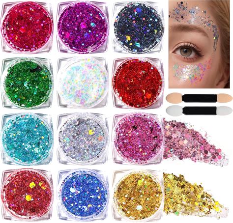 Cokohappy 8 Boxes Gold Silver Body Chunky Glitter Makeup Holographic Flake