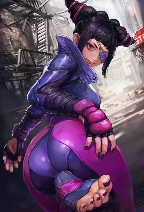 Miche Han Juri Street Fighter Street Fighter V Highres 1girl Alley Ass Bent Over Blue