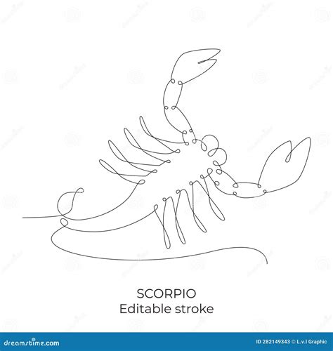 Scorpio Zodiac Constellation One Single Hand Drawing Continues Line ...