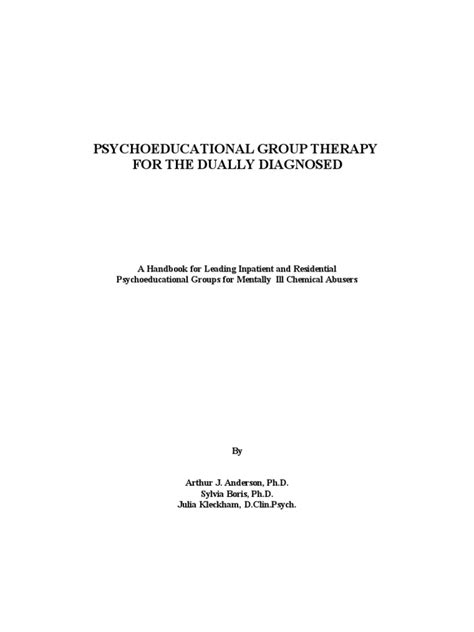 Psycho Education Pdf Mental Disorder Dual Diagnosis