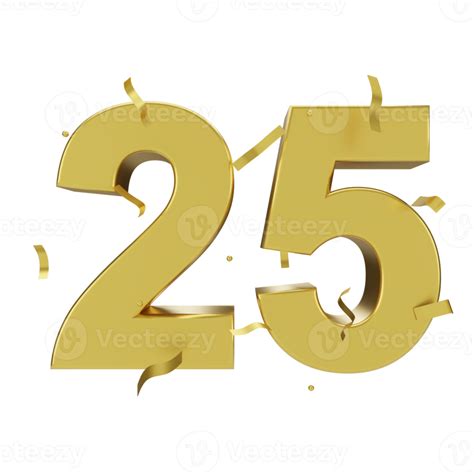 Gold 25 Number With Confetti 22286171 Png
