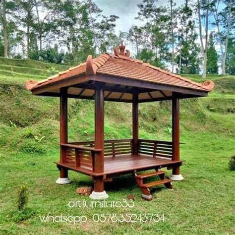 Jual Gazebo Taman Atap Genting Ukuran X Kayu Kelapa Kab Jepara