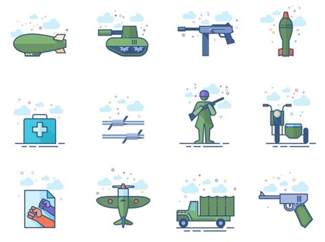 Premium Vector Flat Color Icons World War