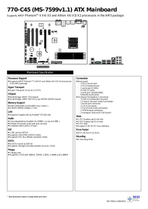 MSI 770-C45 Service Manual