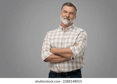 Portrait Happy Casual Mature Man Smiling Stock Photo 2288148015