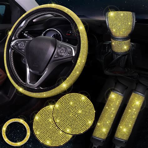 Amazon ToBeQueen Yellow Steering Wheel Cover Set 15 Inch 7 Pack