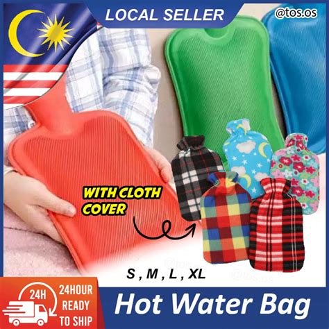 Rubber Hot Water Bag With Cloth Cover Tight Screw Stopper Heating Pad Warm Bottle Pain Relief