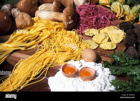 Several Italian Food Salo Lake Garda Lombardy Italy Pasta Stock Photo