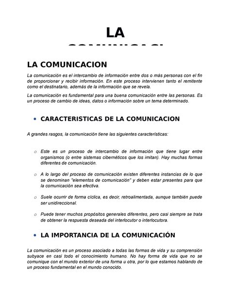 La Comunicacion La Comunicacion La Comunicaci N Es El Intercambio De