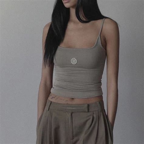 Siis Vest Women Camisole Badblood Hot Girl Top Three Color Simple Embroidered Square Neck