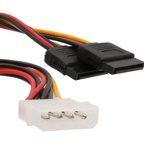 Câbles SATA SYBA Adaptateur d alimentation Molex vers 2 Câble