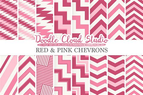 Red And Pink Chevron Digital Paper Purple Wine Chevron And Stripes