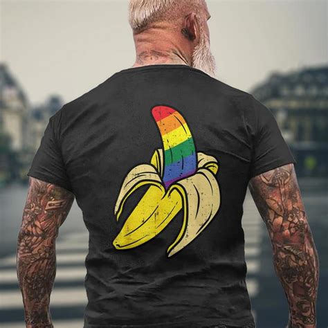Bandera Arco Iris Banano Orgullo Gay Aliado Lgbtq Hombres Cachorro Camiseta Hombre Estampado