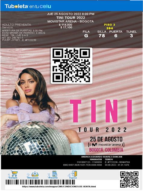 Entrada Tini Tour 2022 25 08 22 Andres Eduardo Suarez Duncan Pdf